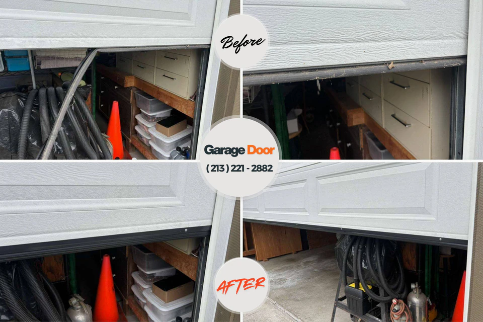 Before and after: garage door repair Trenton, IL